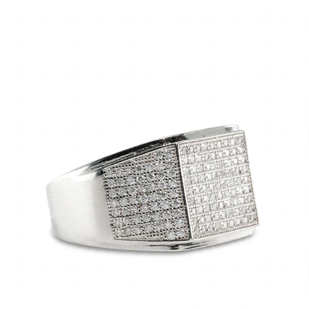 Men's 925 Sterling Silver Pave Moissanite Square Statement Ring 1.00ct (4)