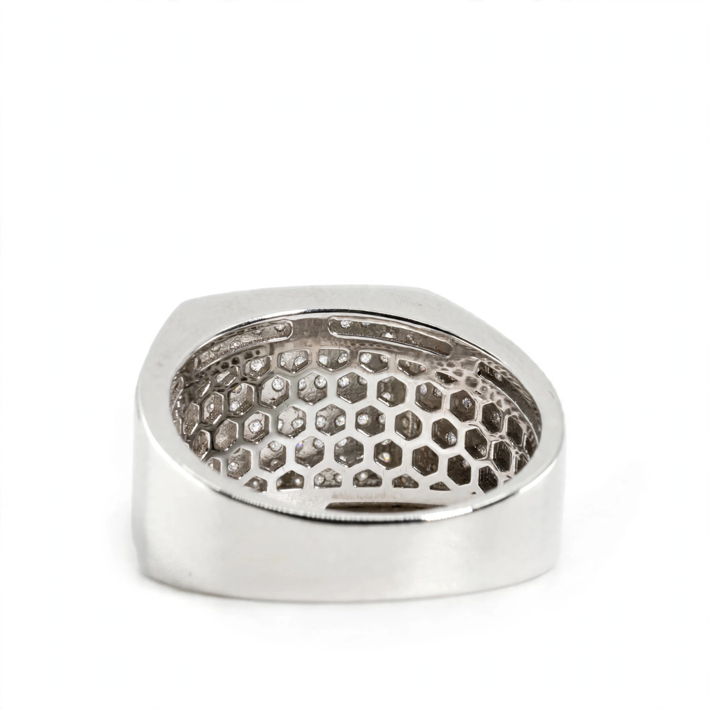 Men's 925 Sterling Silver Pave Moissanite Square Statement Ring 1.00ct (5)