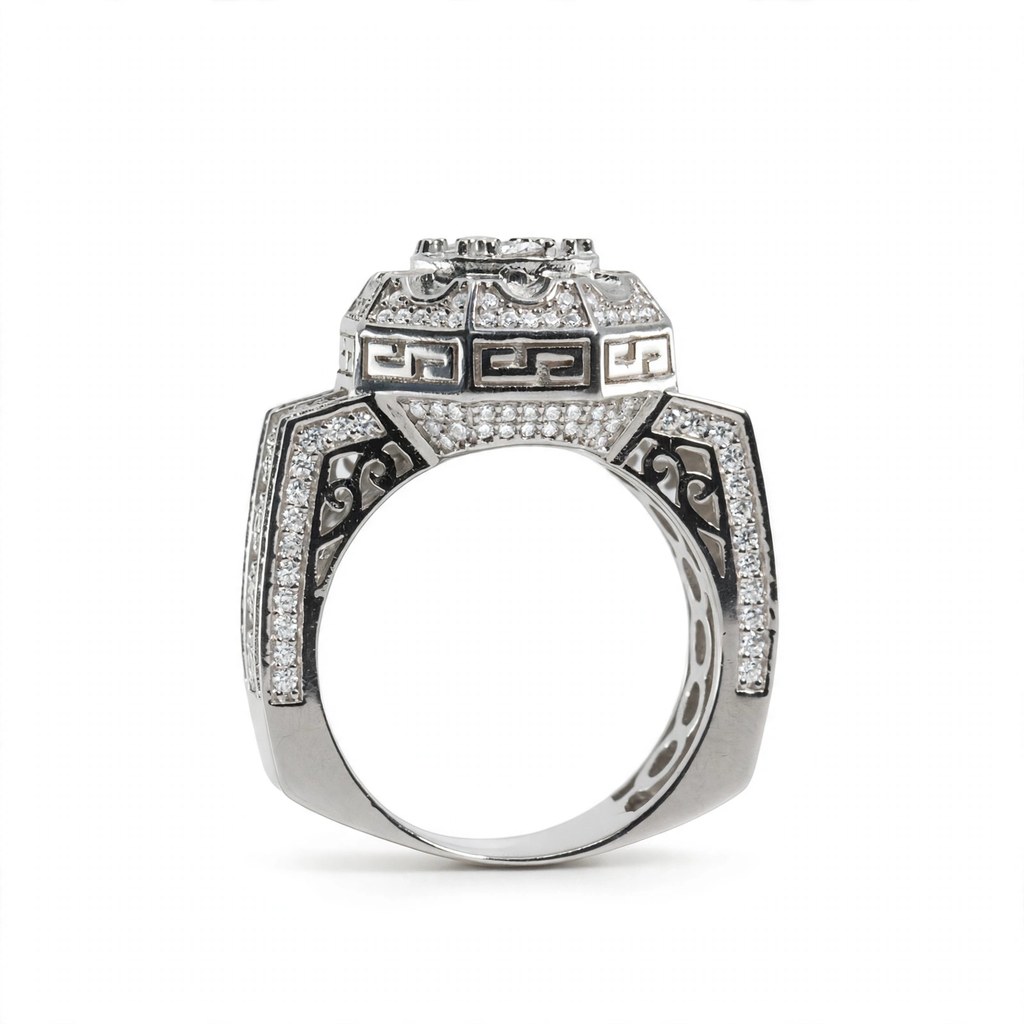 Men's 925 Sterling Silver Octagonal Cluster Moissanite Ring 3.00ct (6)