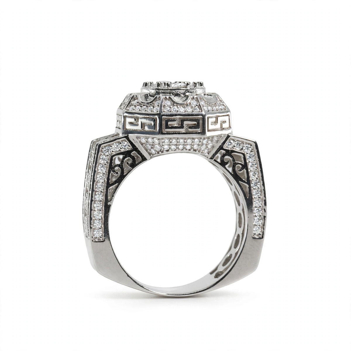 Men's 925 Sterling Silver Octagonal Cluster Moissanite Ring 3.00ct (6)