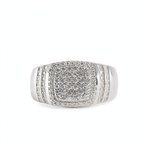 Men's 925 Sterling Silver Wide Pavé Moissanite Statement Ring 1.5ct