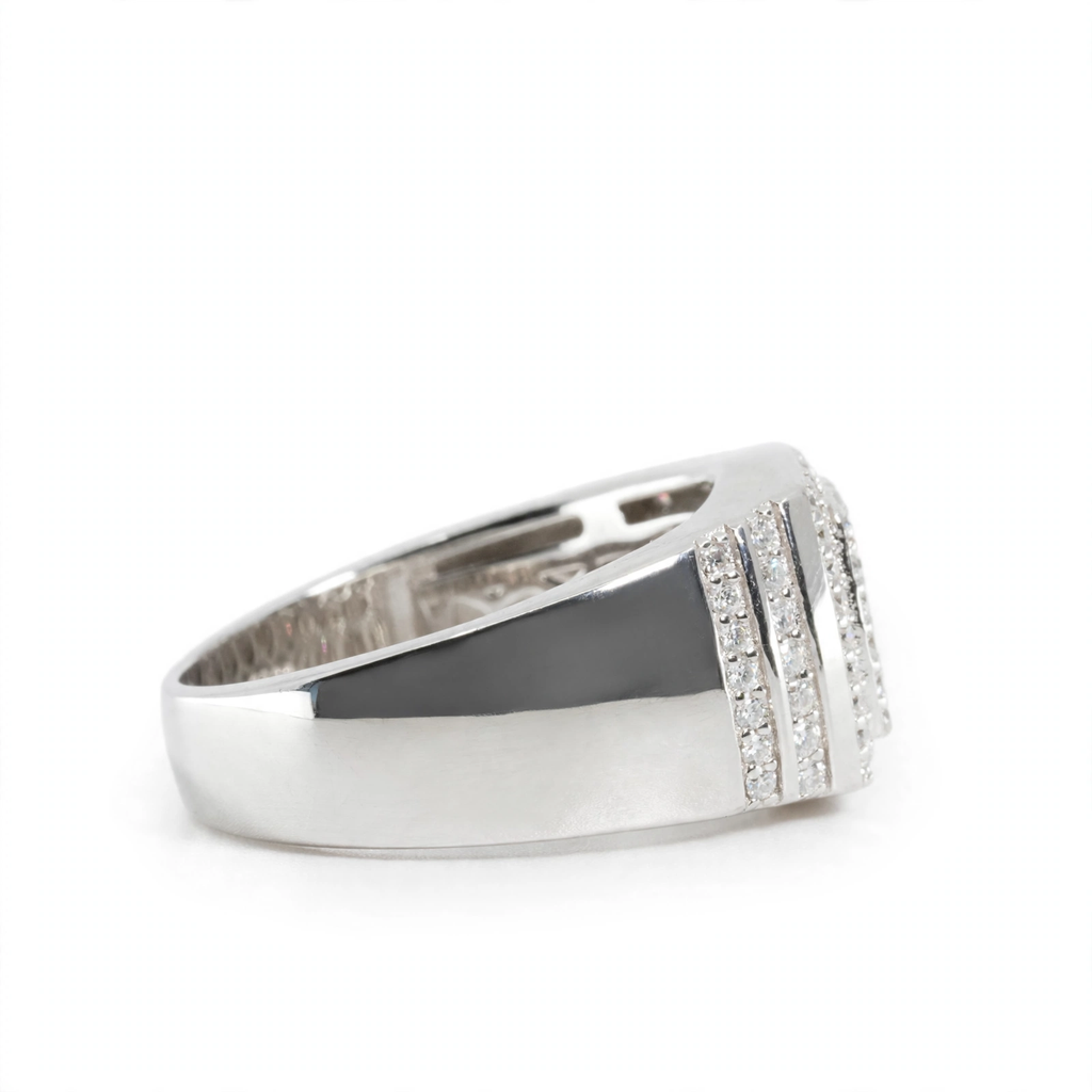 Men's 925 Sterling Silver Wide Pavé Moissanite Statement Ring 1.5ct (2)