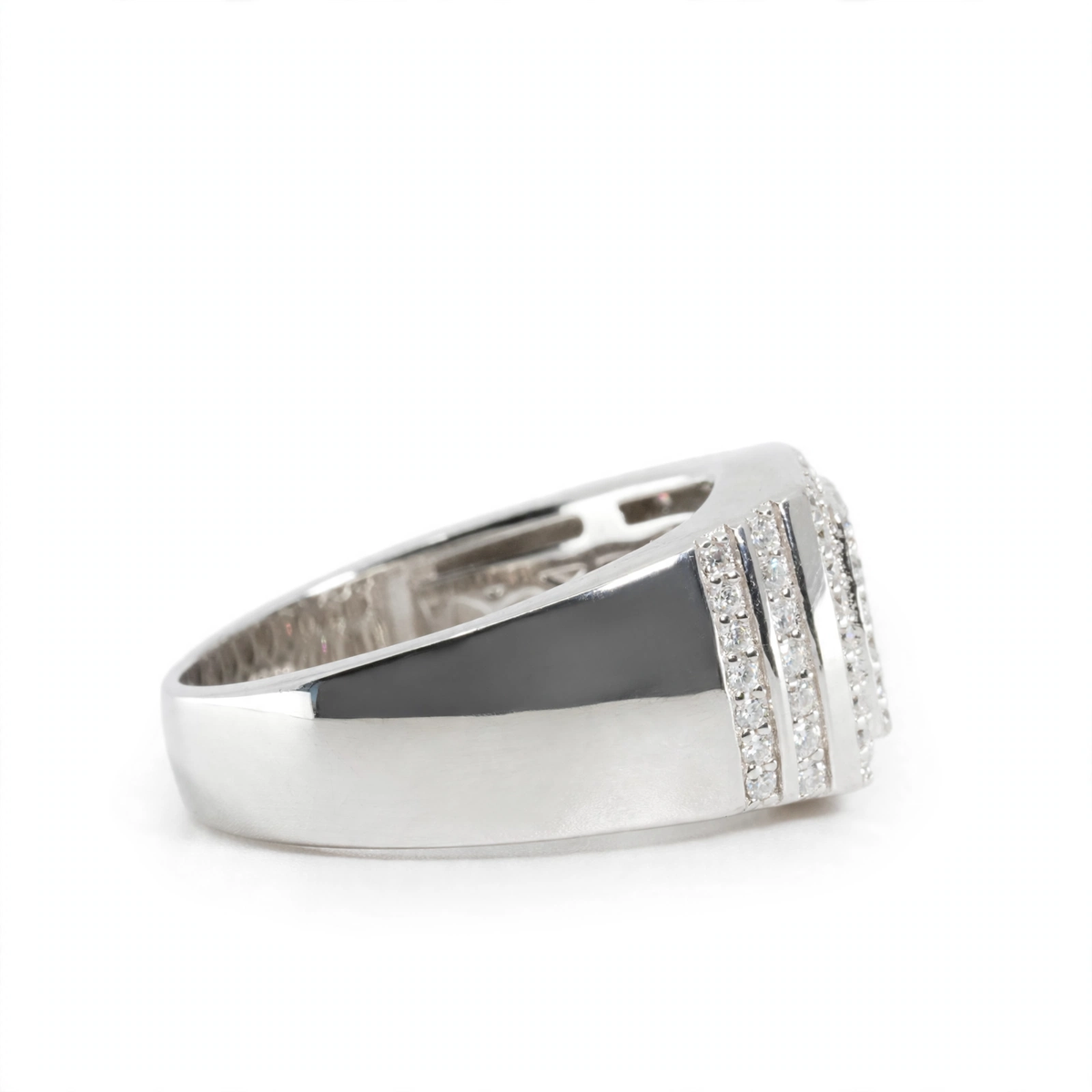 Men's 925 Sterling Silver Wide Pavé Moissanite Statement Ring 1.5ct (2)