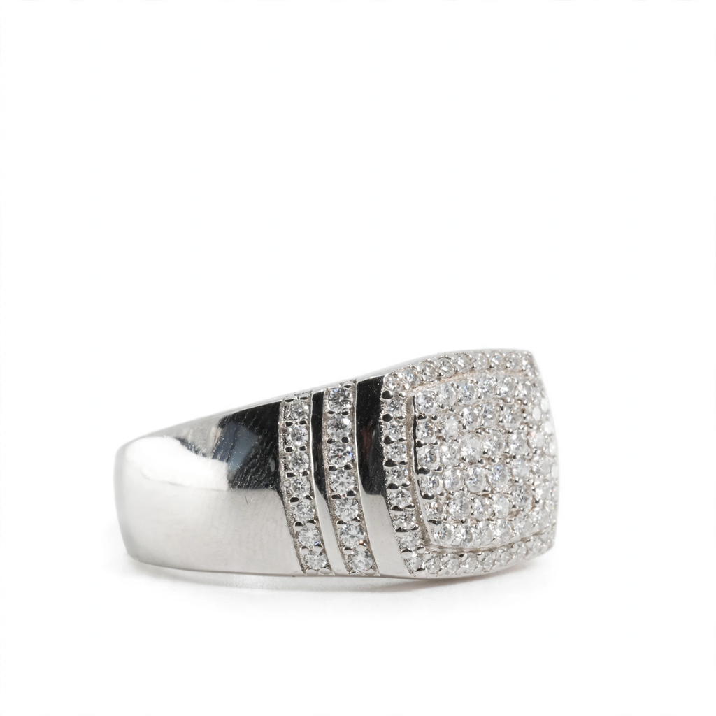 Men's 925 Sterling Silver Wide Pavé Moissanite Statement Ring 1.5ct (3)