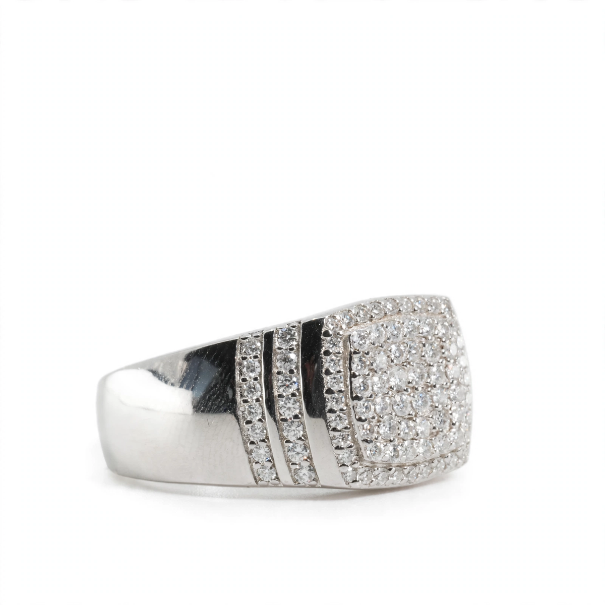 Men's 925 Sterling Silver Wide Pavé Moissanite Statement Ring 1.5ct (3)