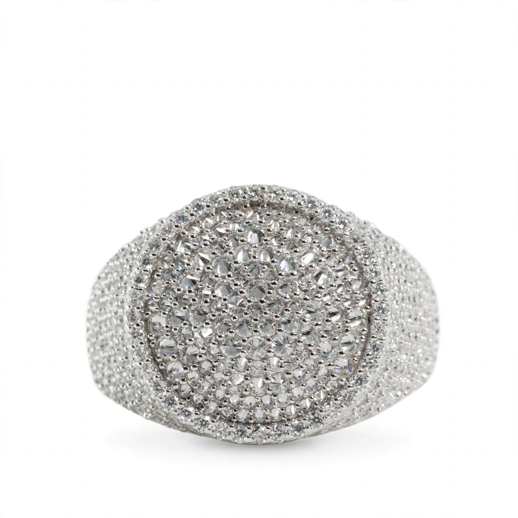 Men's 925 Silver Dome Pave Moissanite Statement Ring 4.0ct