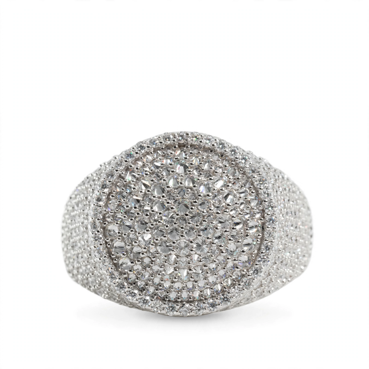 Men's 925 Silver Dome Pave Moissanite Statement Ring 4.0ct