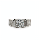 Men's 925 Sterling Silver Wide Band Moissanite Pavé Accent Ring 2.25ct