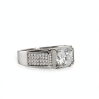 Men's 925 Sterling Silver Wide Band Moissanite Pavé Accent Ring 2.25ct (2)