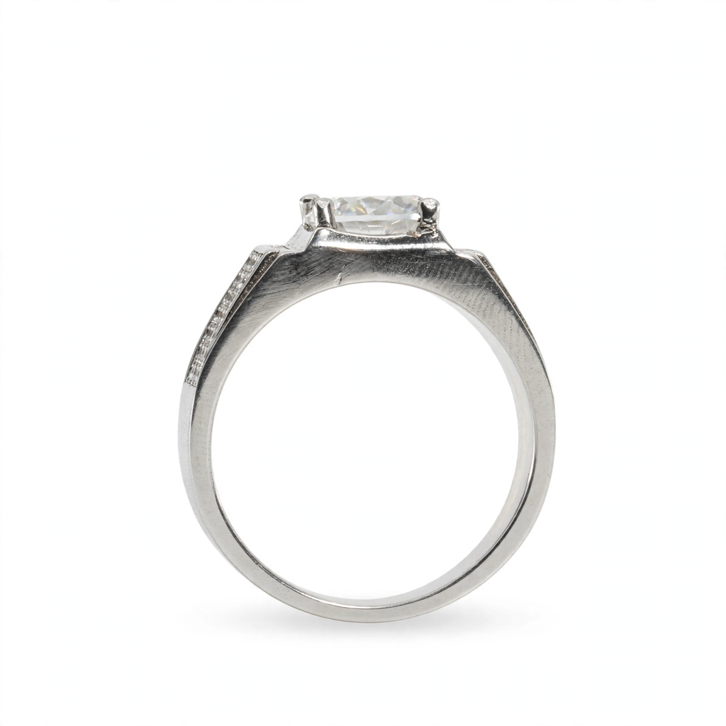Men's 925 Sterling Silver Wide Band Moissanite Pavé Accent Ring 2.25ct (5)