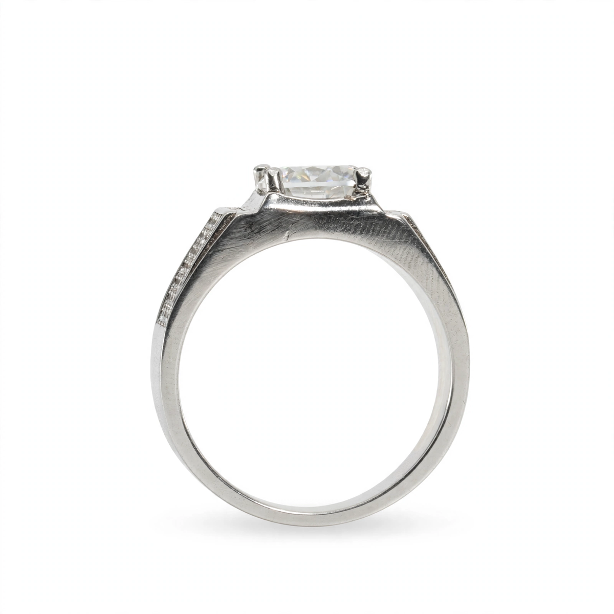 Men's 925 Sterling Silver Wide Band Moissanite Pavé Accent Ring 2.25ct (5)