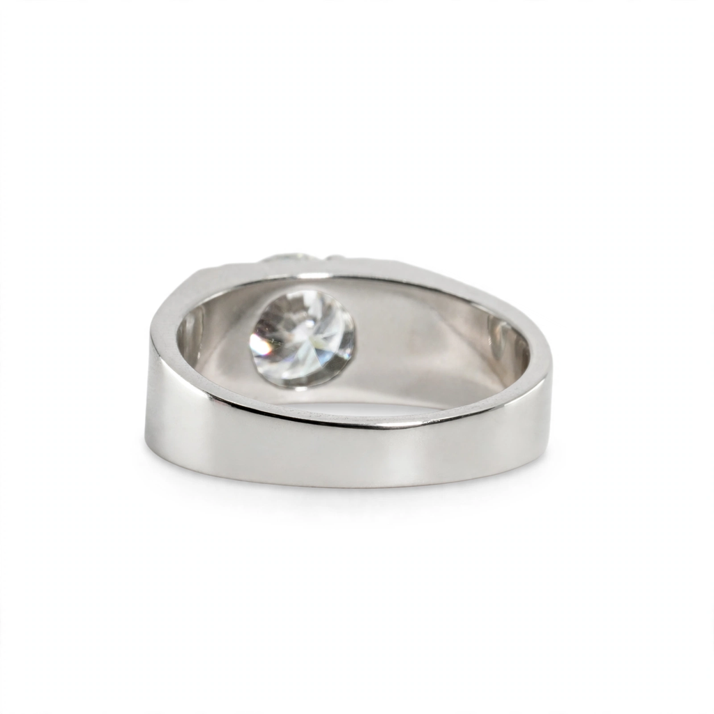 Men's 925 Sterling Silver Wide Band Moissanite Pavé Accent Ring 2.25ct (6)