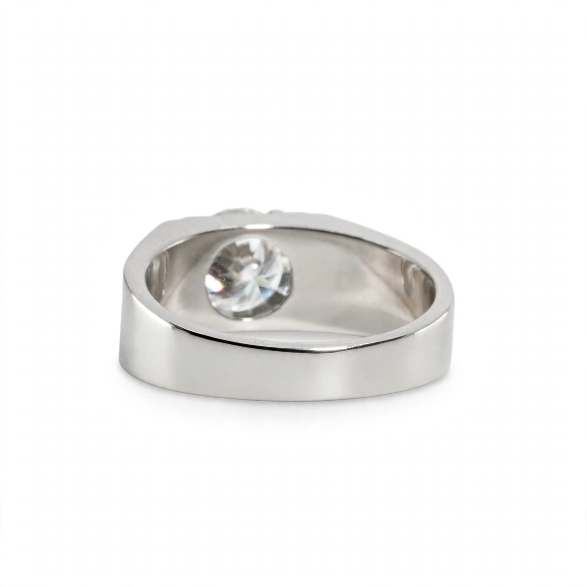 Men's 925 Sterling Silver Wide Band Moissanite Pavé Accent Ring 2.25ct (6)