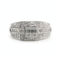 Men's 925 Sterling Silver Multi-Row Baguette and Round Moissanite Cluster Ring 3.0ct Size 10