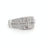 Men's 925 Sterling Silver Multi-Row Baguette and Round Moissanite Cluster Ring 3.0ct Size 10 (3)