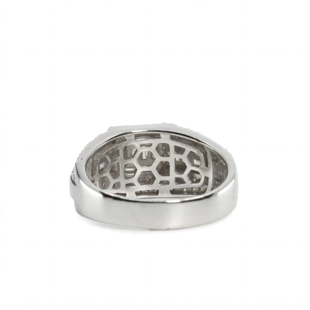 Men's 925 Sterling Silver Multi-Row Baguette and Round Moissanite Cluster Ring 3.0ct Size 10 (5)