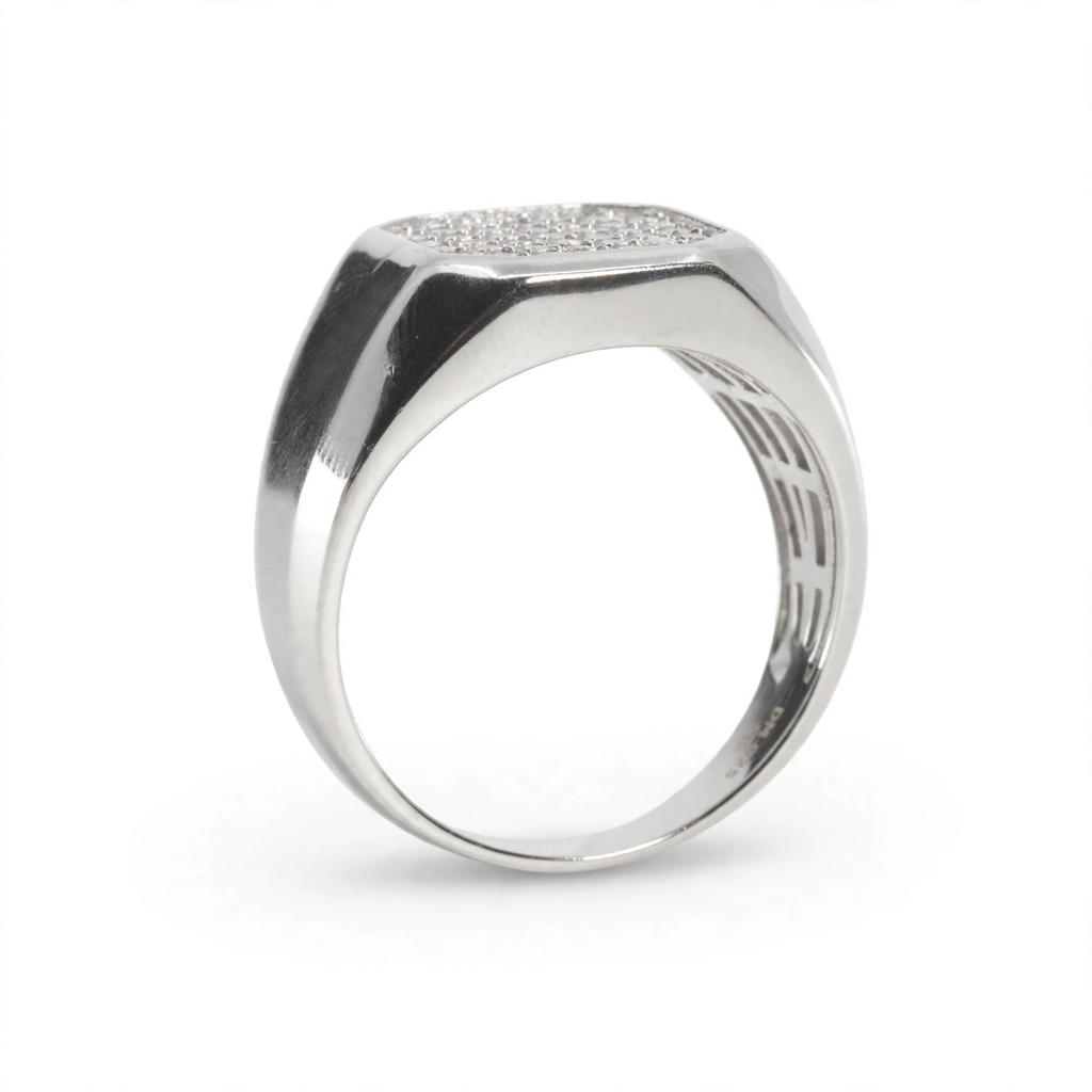 Men's 925 Sterling Silver Octagon Pave Moissanite Statement Ring 1.00ct (3)