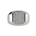 Men's 925 Sterling Silver Octagon Pave Moissanite Statement Ring 1.00ct