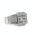 Men's Shield-Cut 925 Silver Wide Band Ring with Baguette and Pavé Moissanite 4.00ct (3)