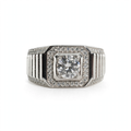 Men's 925 Sterling Silver 2ct Moissanite Halo Statement Ring