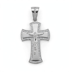 925 Sterling Silver Rhodium Crucifix Pendant with Moissanite Halo, 1.00ct