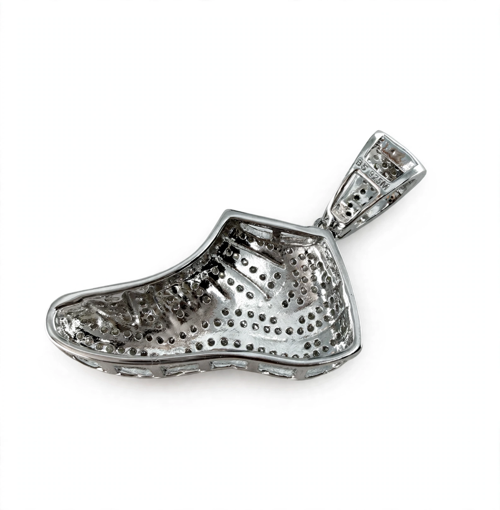 Sneaker-Shaped Pave Moissanite 925 Sterling Silver Rhodium Pendant (2)