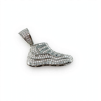 Sneaker-Shaped Pave Moissanite 925 Sterling Silver Rhodium Pendant