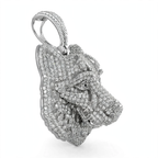 Pavé Moissanite Wolf Head Pendant in Rhodium-Plated 925 Sterling Silver 7.8ct (2)