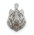 Pavé Moissanite Wolf Head Pendant in Rhodium-Plated 925 Sterling Silver 7.8ct (4)