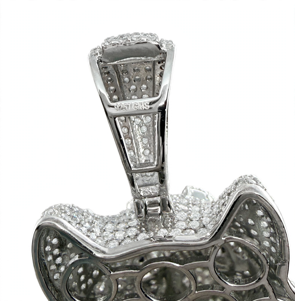 Pavé Moissanite Wolf Head Pendant in Rhodium-Plated 925 Sterling Silver 7.8ct (5)