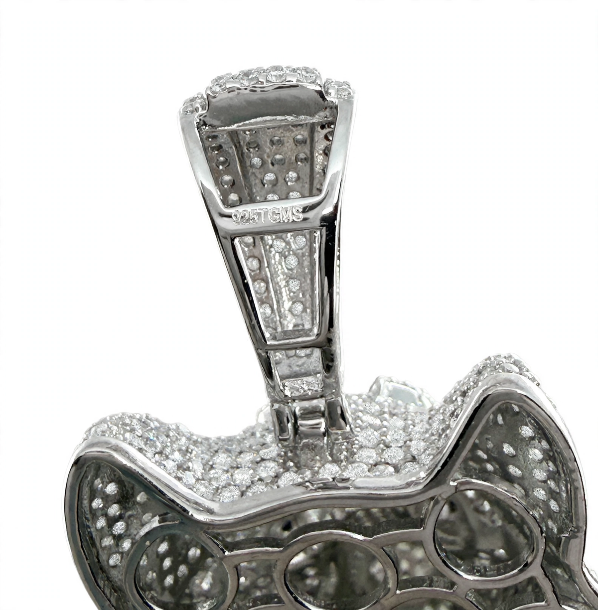 Pavé Moissanite Wolf Head Pendant in Rhodium-Plated 925 Sterling Silver 7.8ct (5)