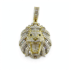 18K Gold Vermeil 925 Silver Moissanite Pavé Lion Head Pendant 7ct