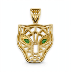 Emerald-Eyed Panther Openwork 14K Gold Over Sterling Silver CZ Pendant (2)