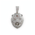 Iced Out Lion Head Pendant in 925 Sterling Silver with Rhodium Finish and 7.06ct Moissanite