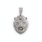 Iced Out Lion Head Pendant in 925 Sterling Silver with Rhodium Finish and 7.06ct Moissanite