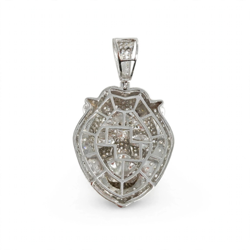Iced Out Lion Head Pendant in 925 Sterling Silver with Rhodium Finish and 7.06ct Moissanite (2)