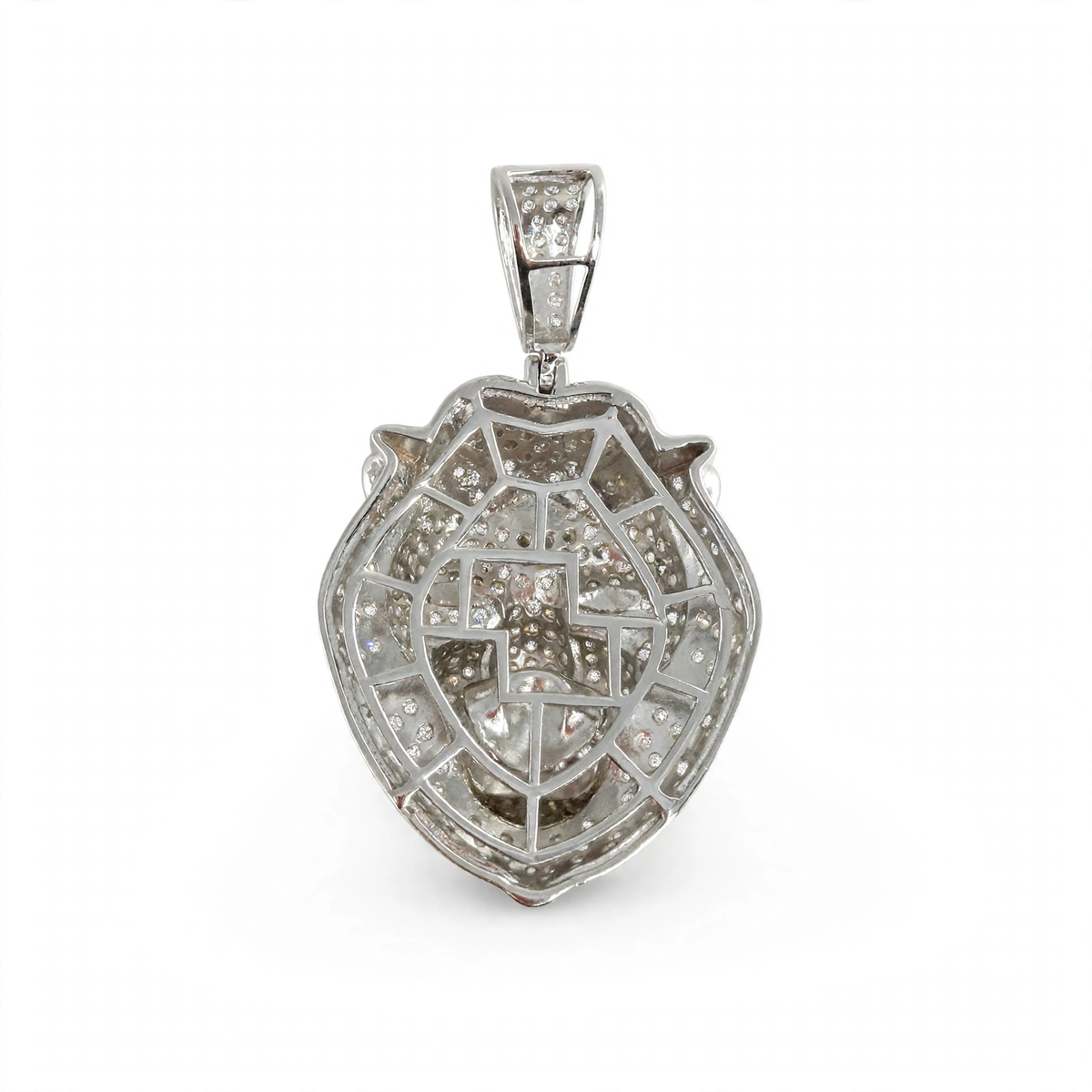 Iced Out Lion Head Pendant in 925 Sterling Silver with Rhodium Finish and 7.06ct Moissanite (2)