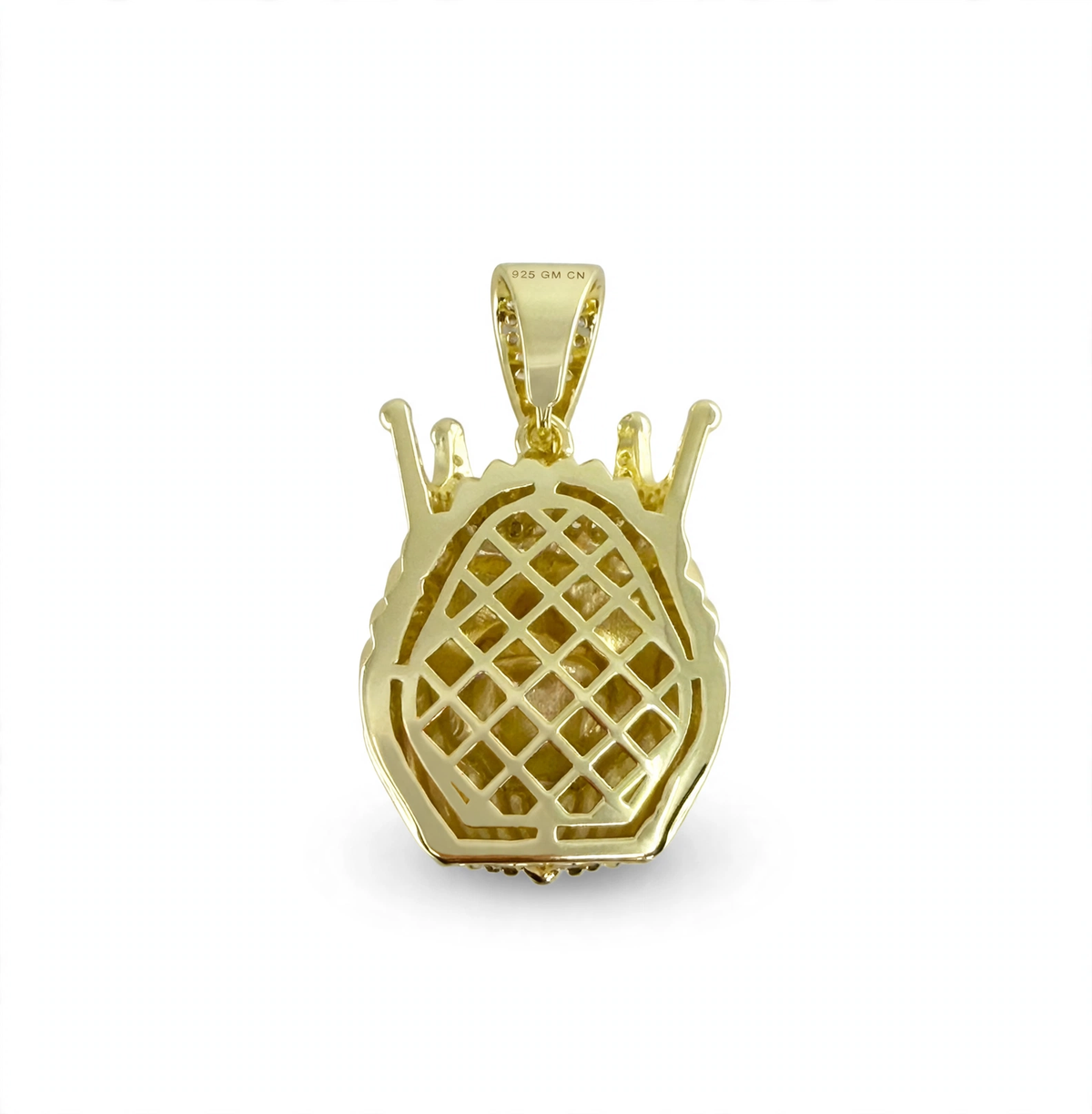 Crowned Lion Head Pendant in 14K Gold Over 925 Silver with Cubic Zirconia (2)