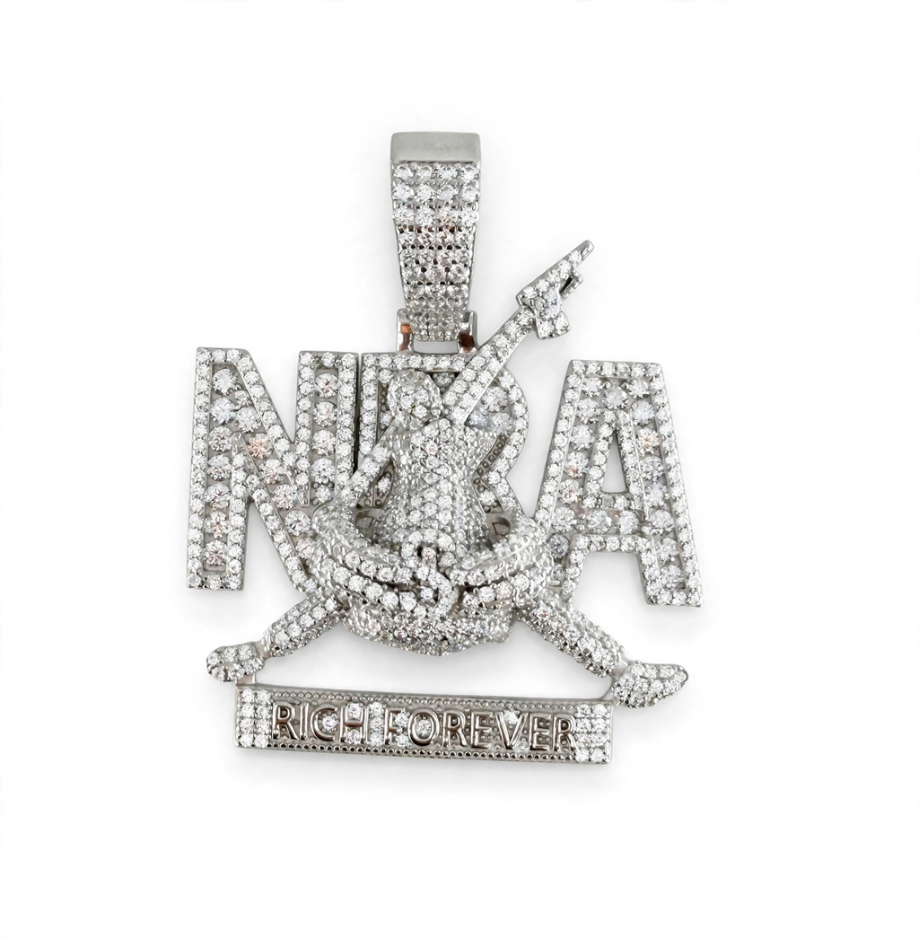 Iced Out NBA-Style Moissanite Letter Pendant in 925 Rhodium-Plated Silver 3.00ct