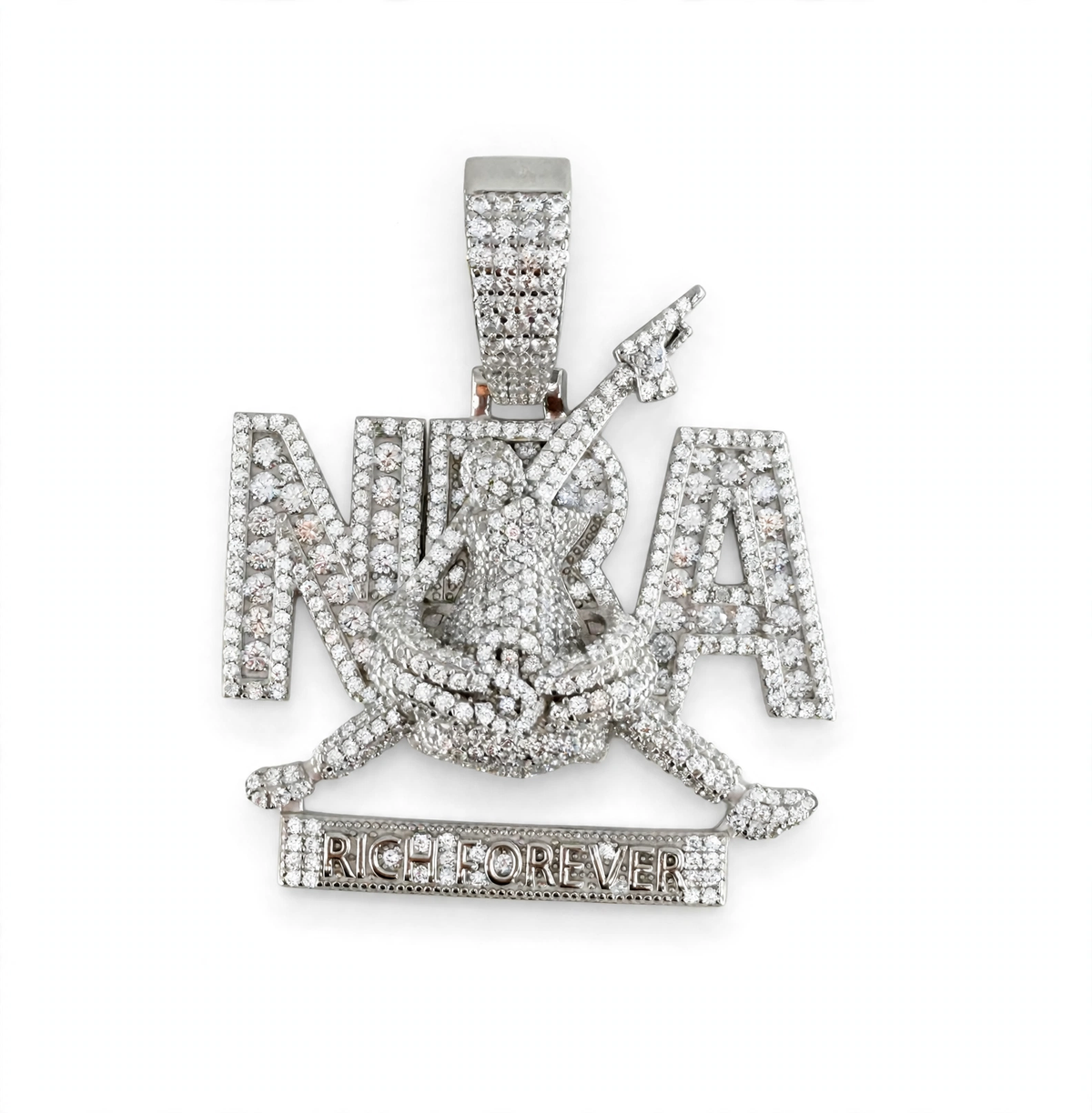 Iced Out NBA-Style Moissanite Letter Pendant in 925 Rhodium-Plated Silver 3.00ct