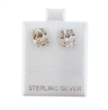Oval Moissanite Stud Earrings in Rhodium-Plated 925 Sterling Silver, 6.00 Ct