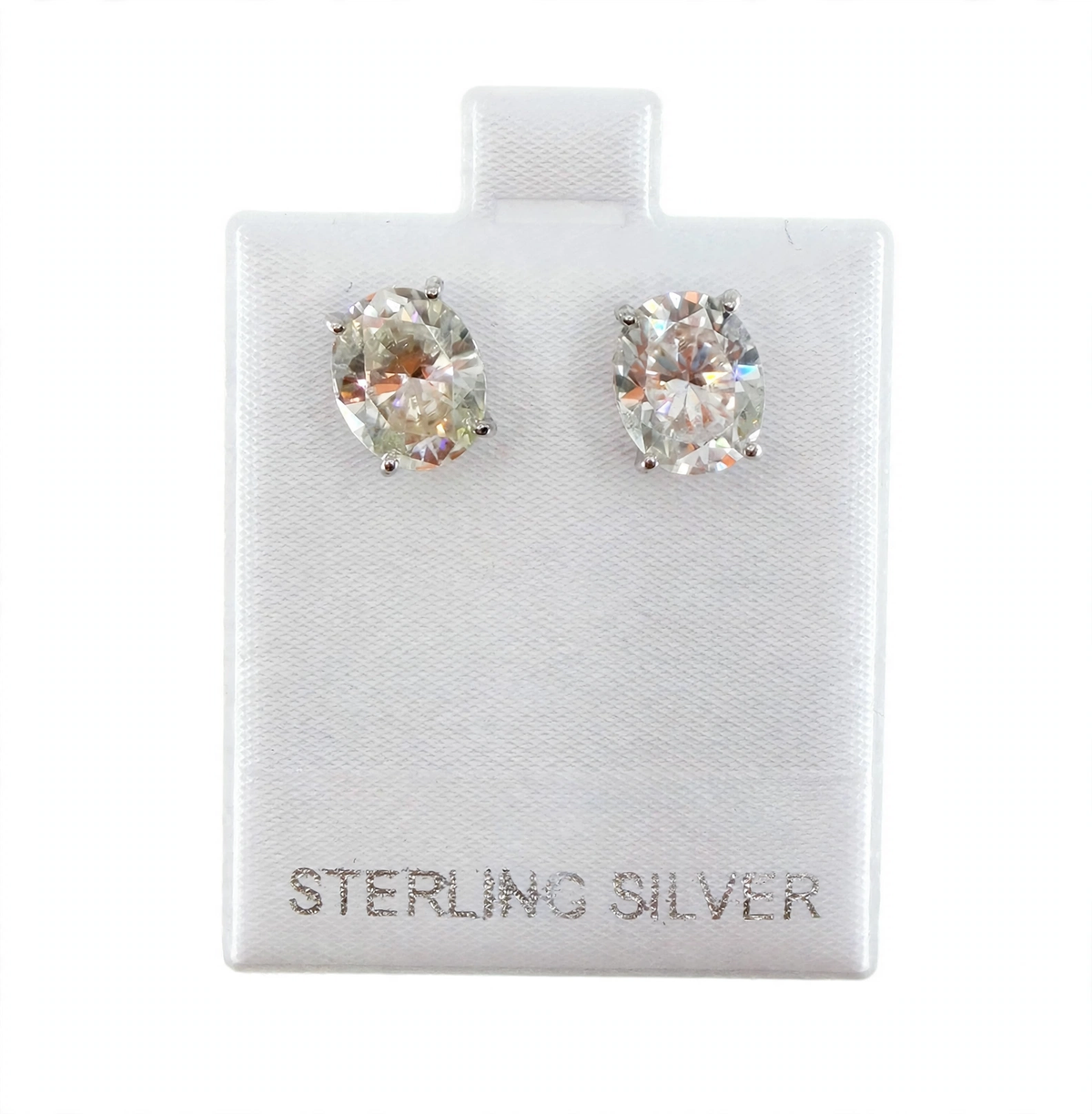 Oval Moissanite Stud Earrings in Rhodium-Plated 925 Sterling Silver, 6.00 Ct