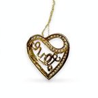 Natural Diamond Accent Heart Pendant Necklace with Gold Script Love in 14K Gold Over 925 Silver, 0.25ct (2)