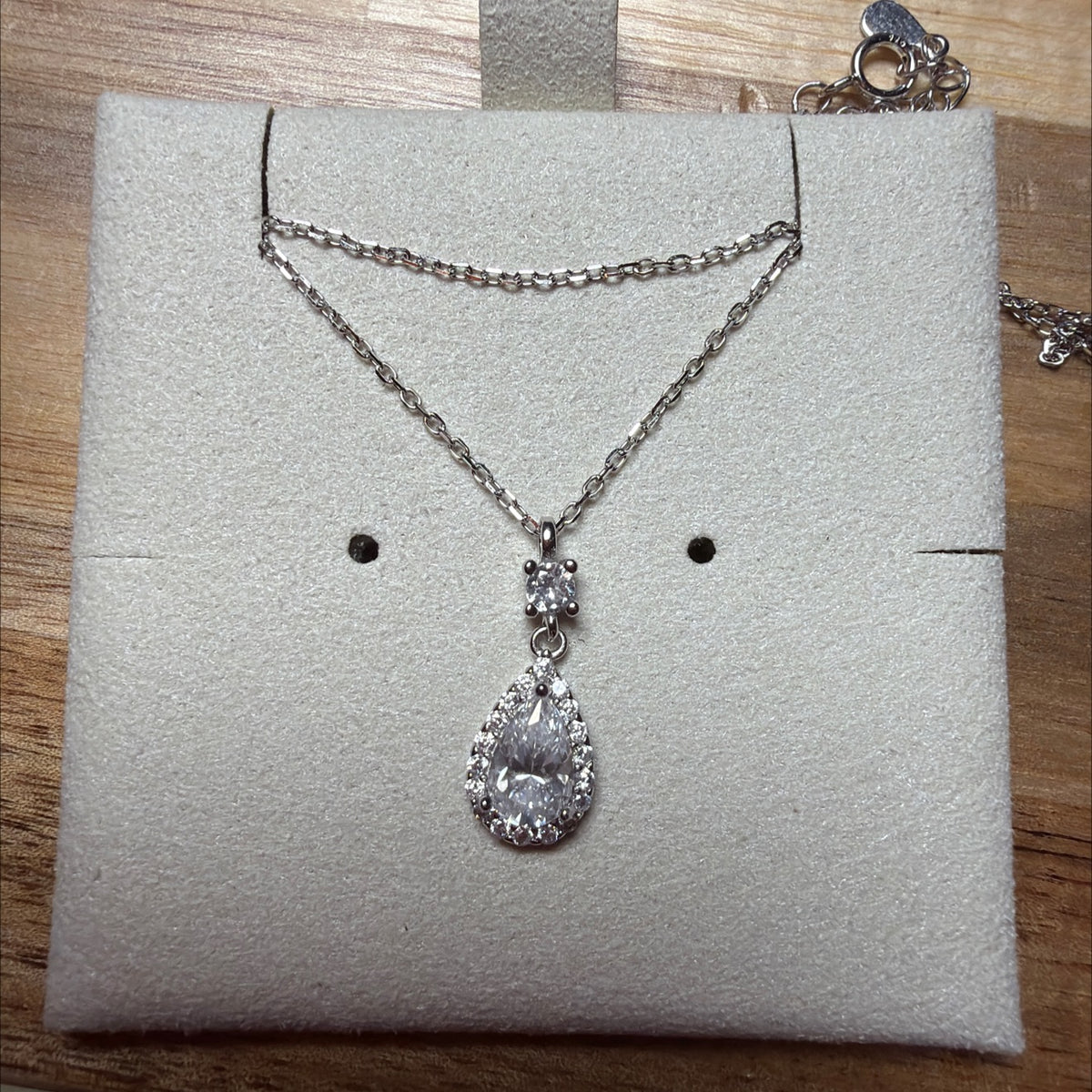 925 Sterling Silver Pear Halo Moissanite Necklace 1.2ct Princess (2)