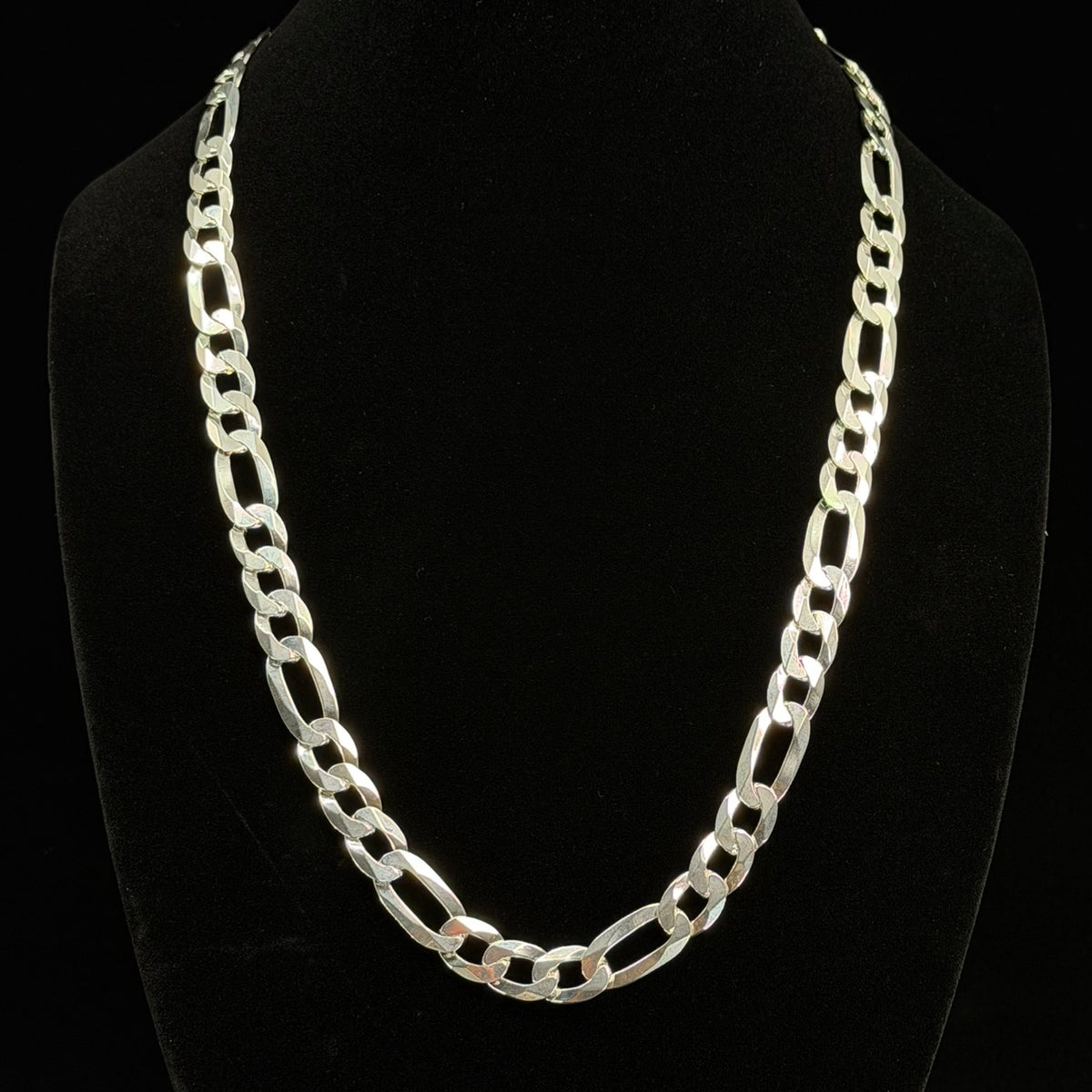 Italian 925 Sterling Silver Figaro Chain 26" 11mm 68.9g