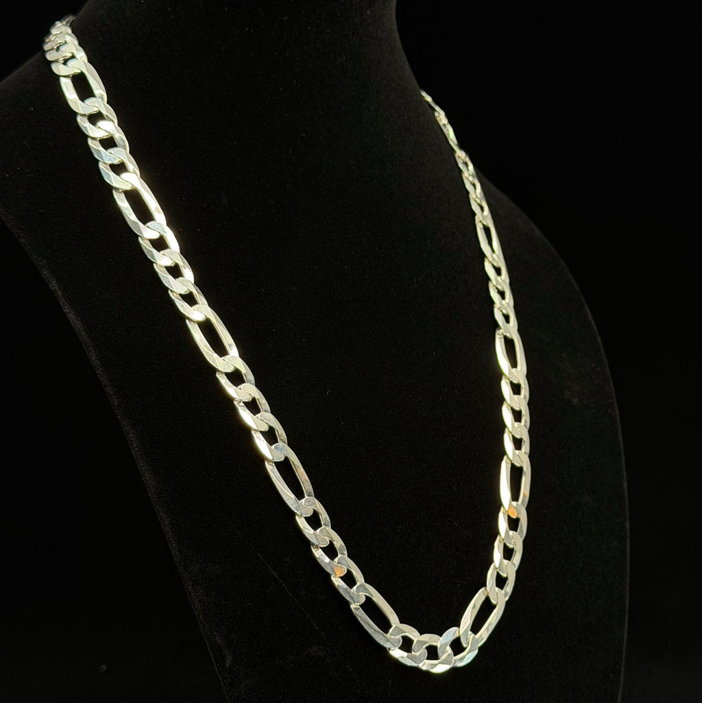 Italian 925 Sterling Silver Figaro Chain 26" 11mm 68.9g (2)