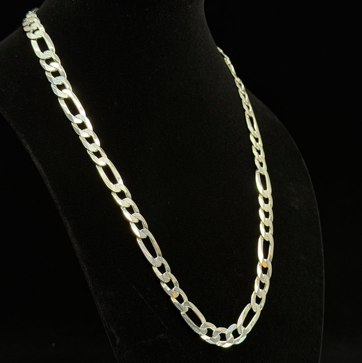 Italian 925 Sterling Silver Figaro Chain 26" 11mm 68.9g (2)
