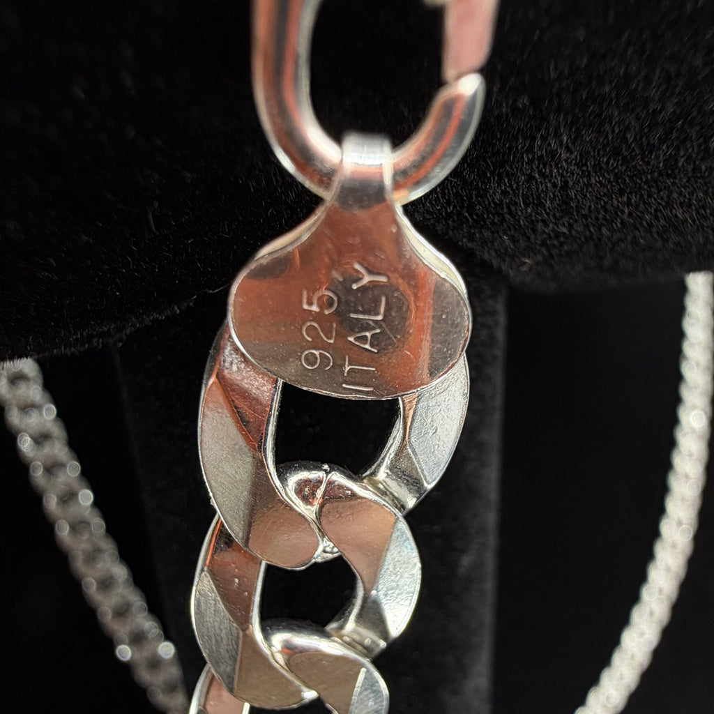 Italian 925 Sterling Silver Figaro Chain 26" 11mm 68.9g (5)