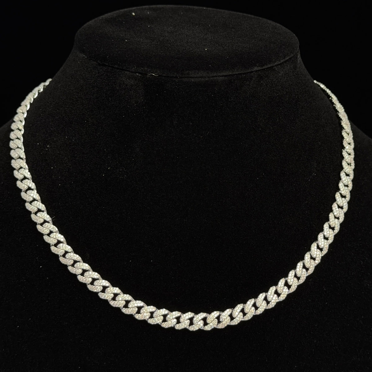 925 Sterling Silver Miami Cuban Chain with 14ct Moissanite, 18in 6mm
