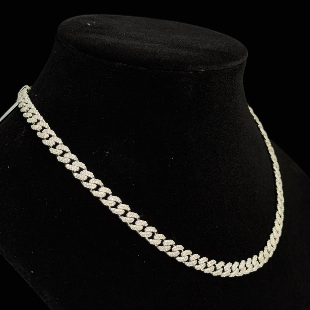 925 Sterling Silver Miami Cuban Chain with 14ct Moissanite, 18in 6mm (2)